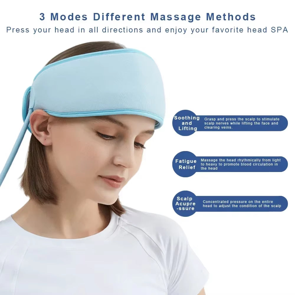 Revitalizing Electric Head Massager with Air Pressure & Heating - Ultimate Scalp Relaxation & Pain Relief Headband
