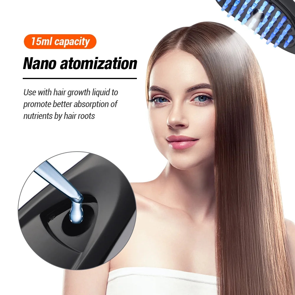 Revitalize Your Scalp with the Electric Spray Massage Comb - Anti-Hair Loss Microcurrent Massager with Red & Blue Light Therapy