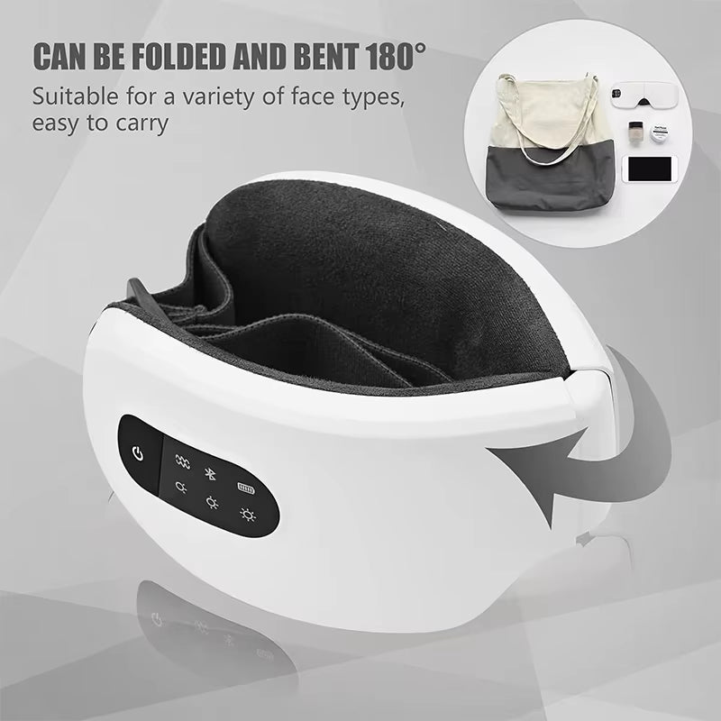 Rejuvenate Your Eyes: 4D Smart Airbag Eye Massager with Hot Compress & Bluetooth for Fatigue Relief and Anti-Wrinkle Care
