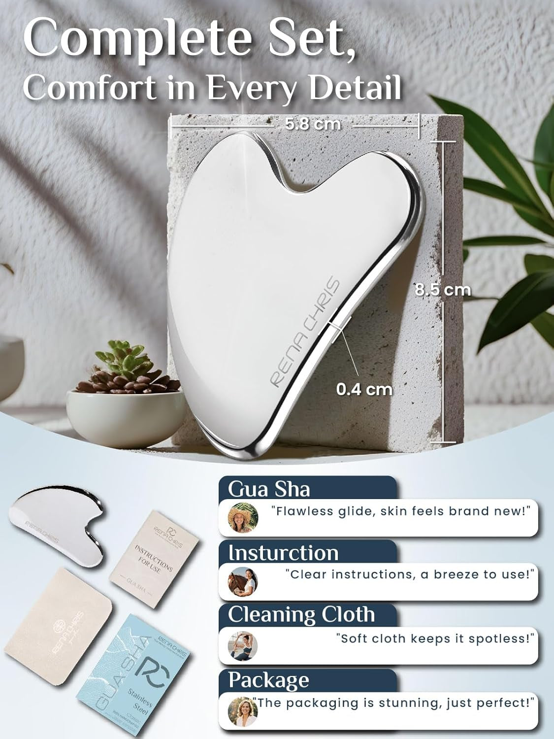 Stainless Steel Gua Sha Facial Tool for Jawline Sculpting & Puffiness Reduction - Perfect Skin-Care Gift!