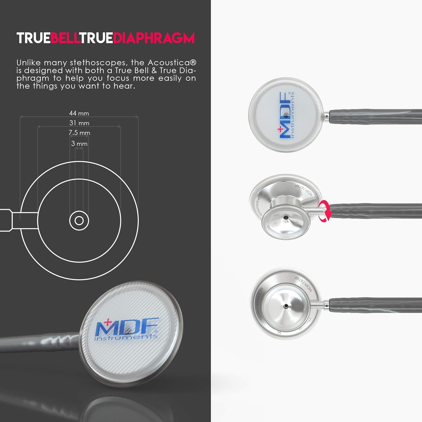 Acoustica Lightweight Stethoscope for Doctors, Nurses, Students, Home Health Use