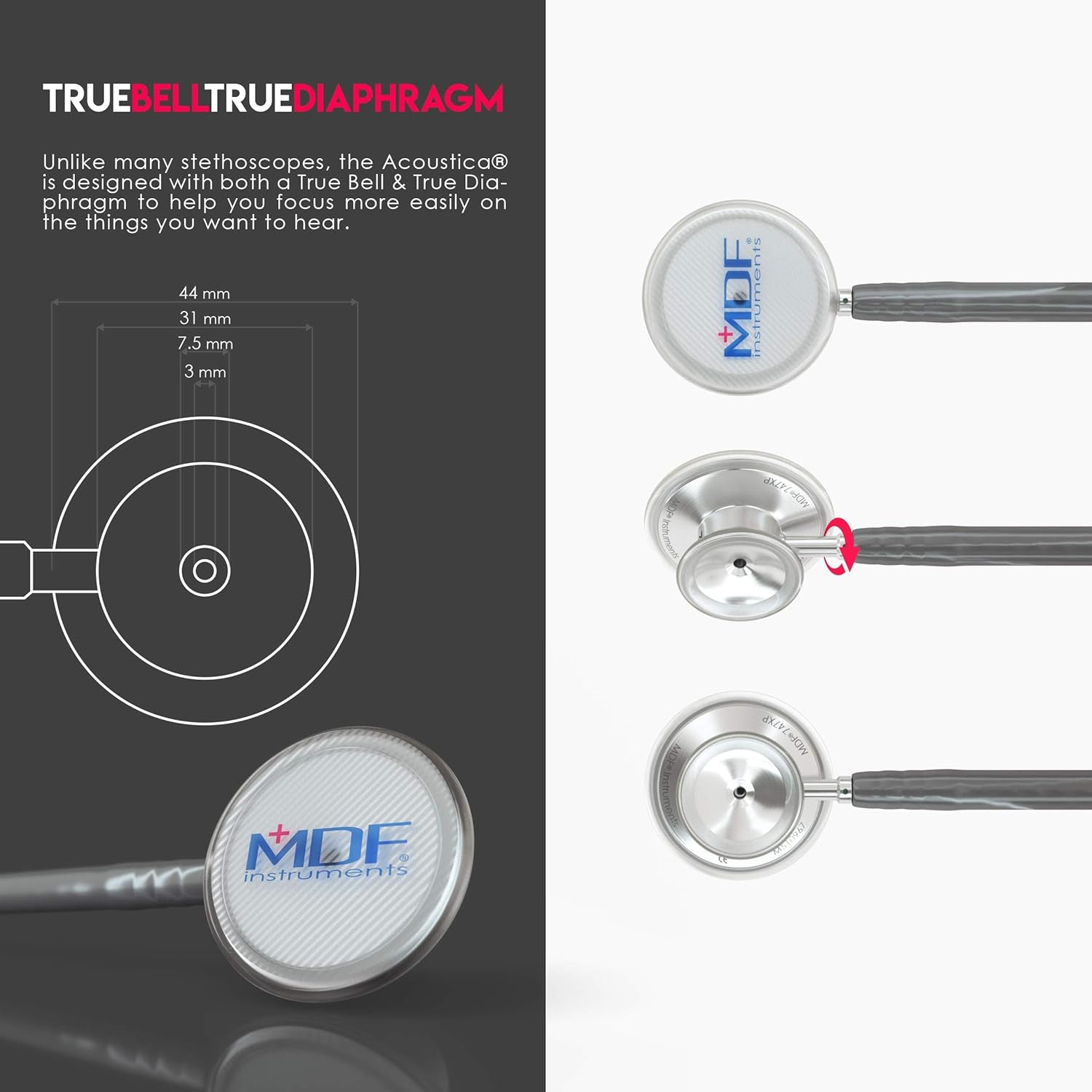 Acoustica Lightweight Stethoscope for Doctors, Nurses, Students, Home Health Use