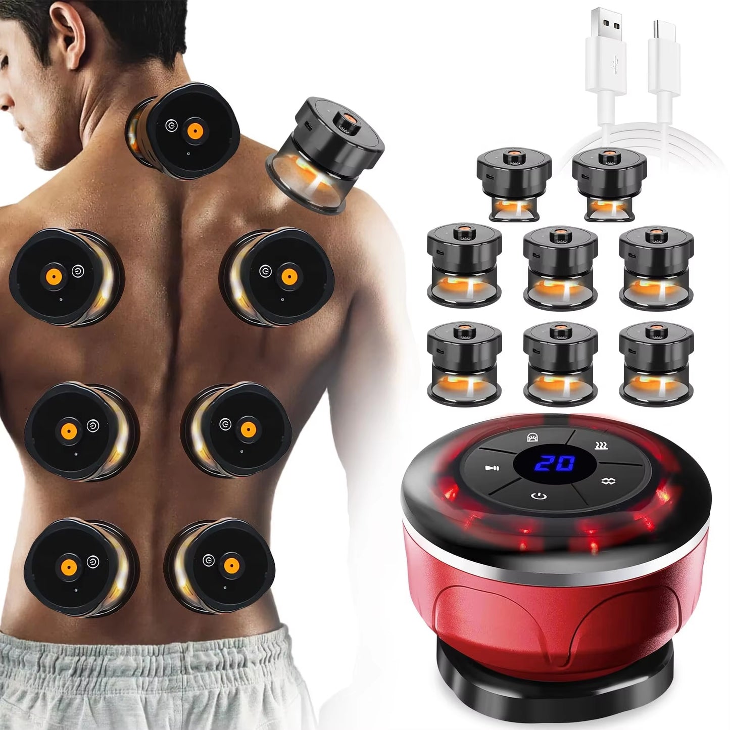 Revitalize Your Body: 8-Cup Electric Cupping Massager with Gua Sha & EMS for Anti-Cellulite and Fat Burning Therapy