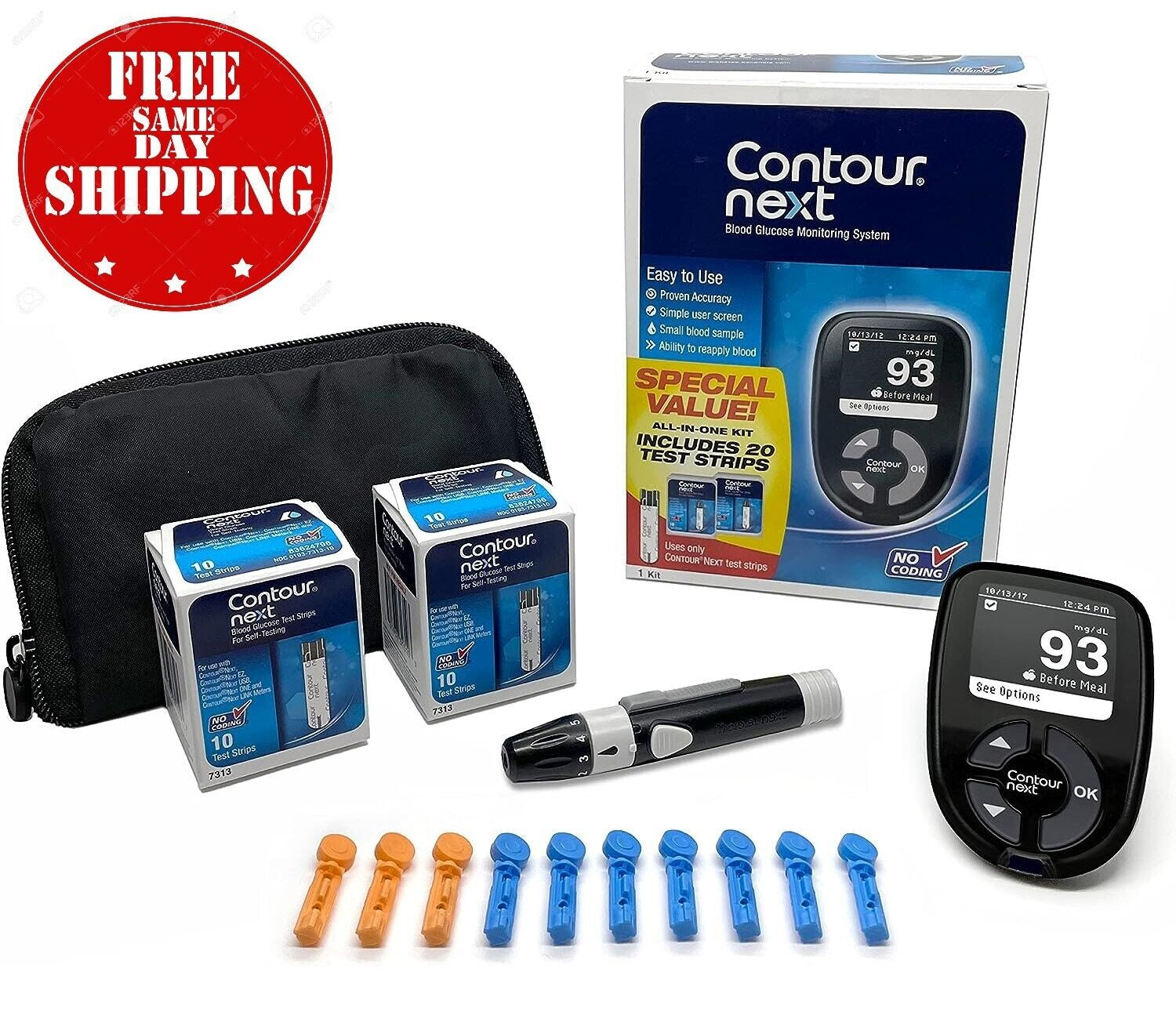 Blood Glucose Monitoring System All-In-One Kit for Diabetes