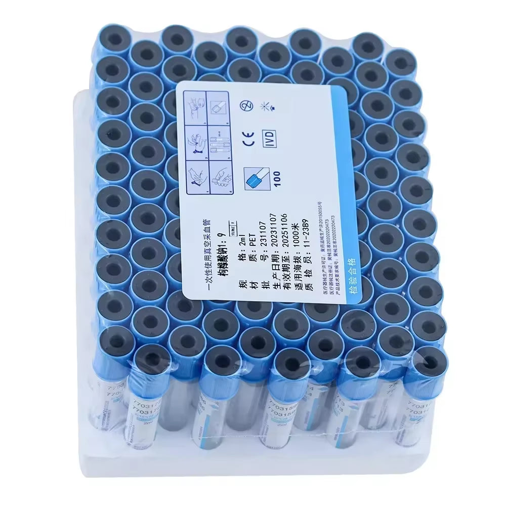 Disposable Sterile Vacuum Blood Collection Tube Laboratory Test Tube 100Pcs a Pack - 10Ml PET Tube Sodium Citrate 1:9