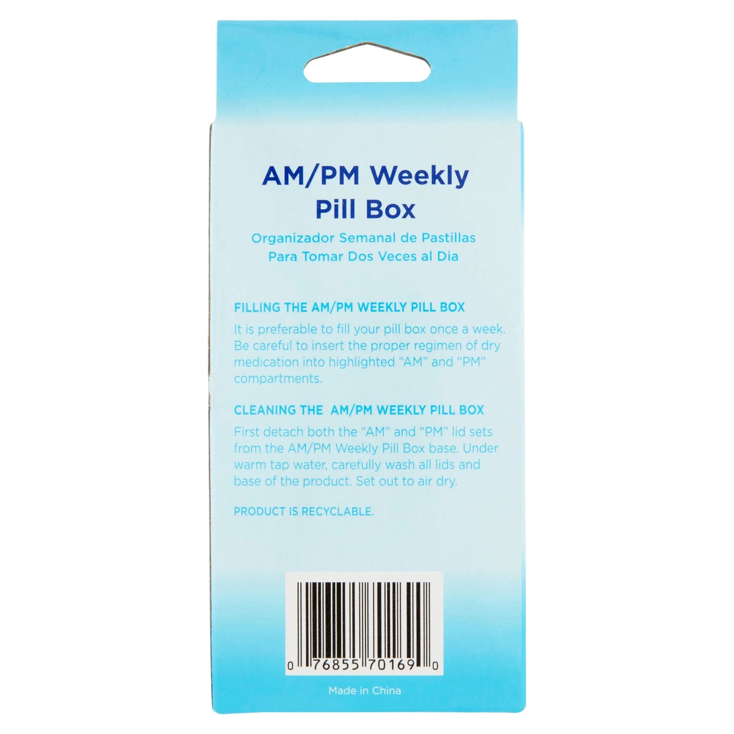 Apex AM/PM 7-Day Pill Organizer, Plastic Medicine Storage Box, Compact and Portable, 1 Count