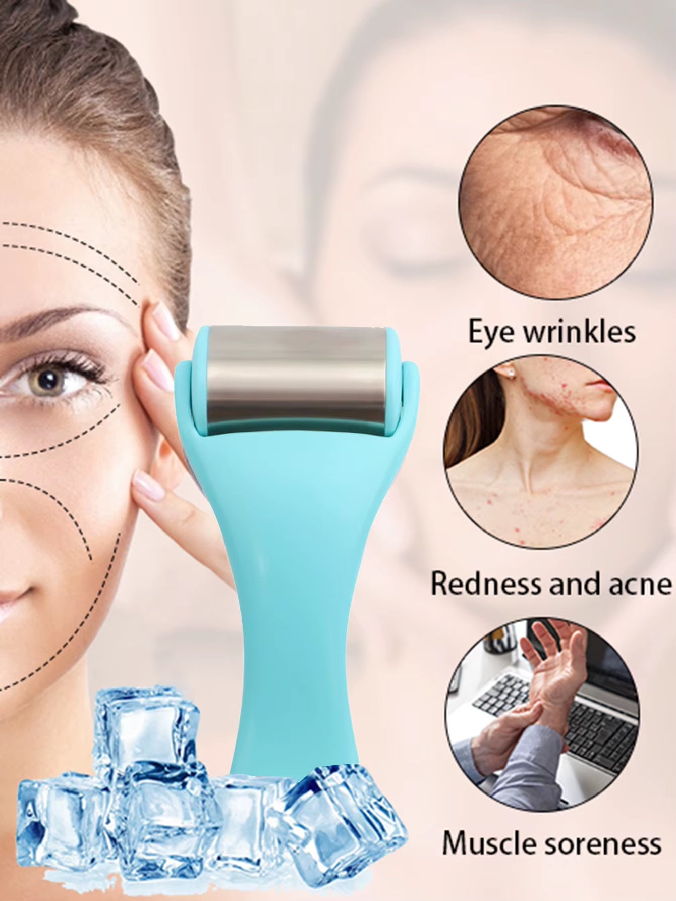 Revitalize Your Skin with the Cool Ice Roller Massager - Firming & Fatigue-Relief Device for a Youthful Glow!
