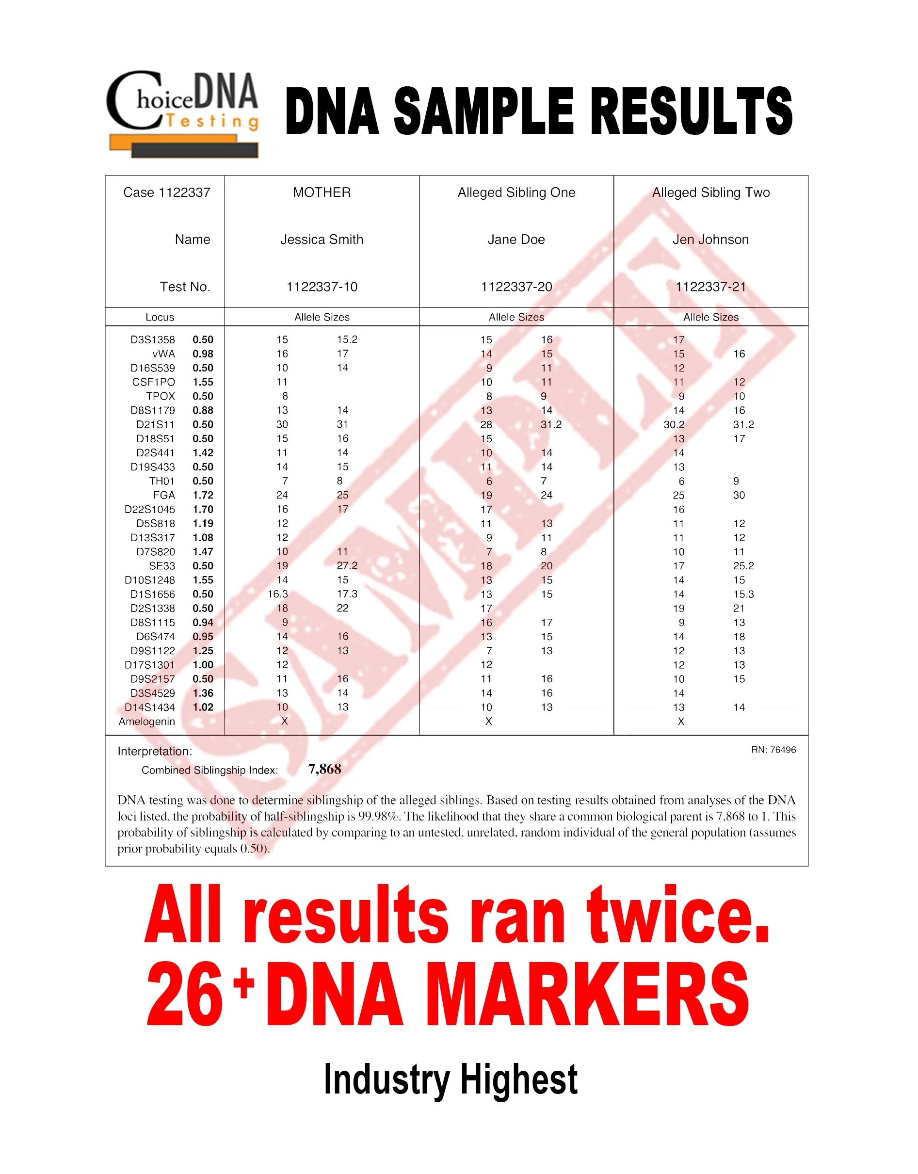 Home Sibling DNA Test Kit for 2 Full or Half Siblings