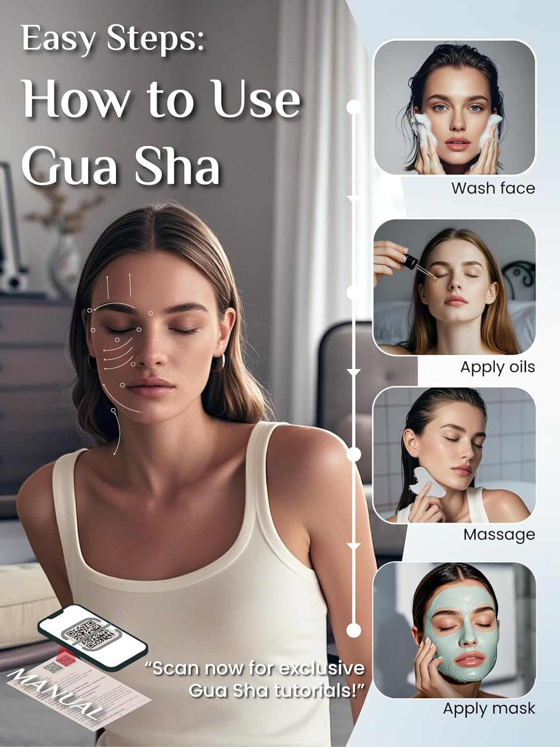 Stainless Steel Gua Sha Facial Tool for Jawline Sculpting & Puffiness Reduction - Perfect Skin-Care Gift!