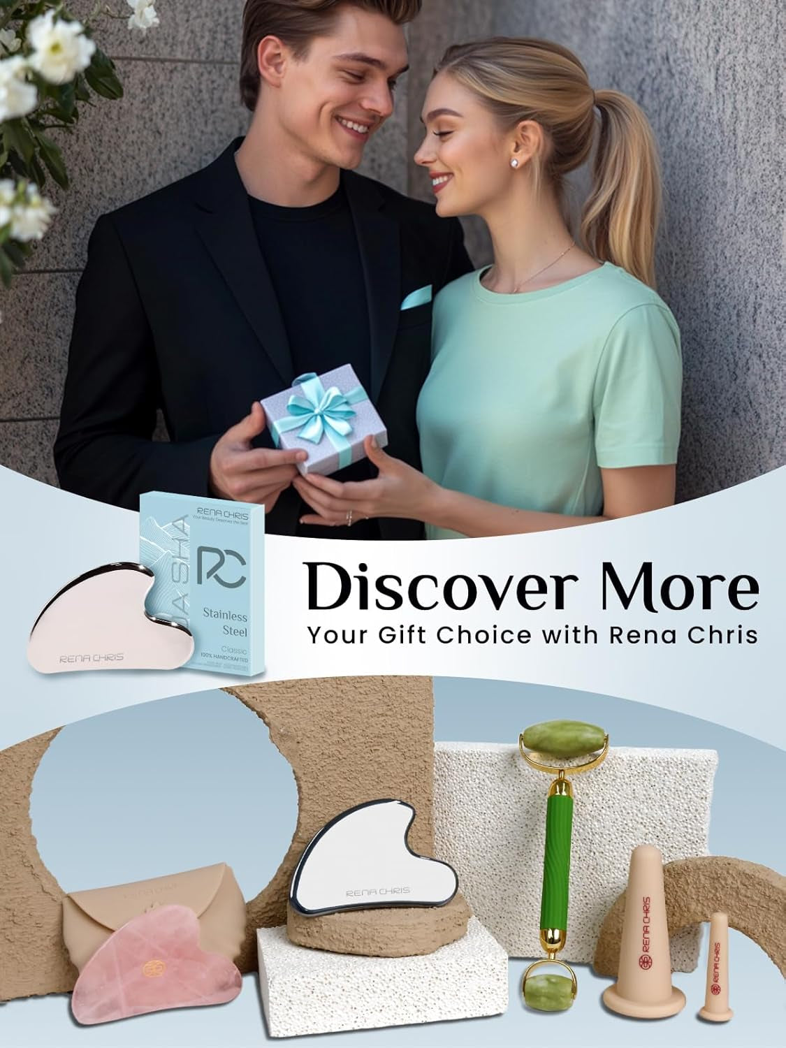 Stainless Steel Gua Sha Facial Tool for Jawline Sculpting & Puffiness Reduction - Perfect Skin-Care Gift!