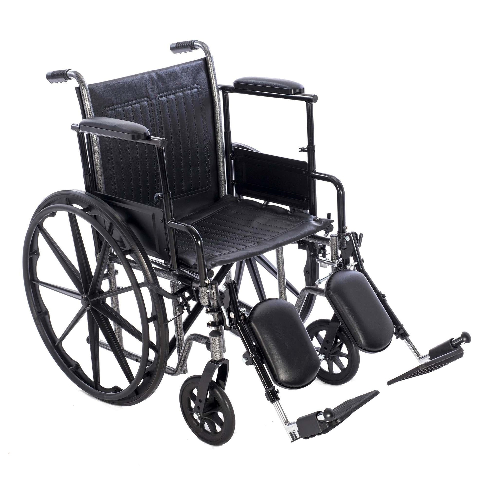 Wheelchair with Removable Full Arms, Elevating Leg Rests, 20" Seat