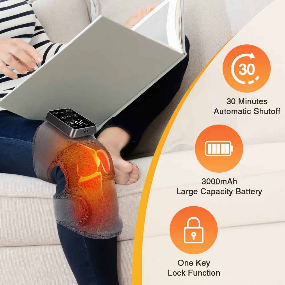 Ultimate Rechargeable Heated Knee Massager with Vibration - 5 Heat Levels for Relaxation and Support