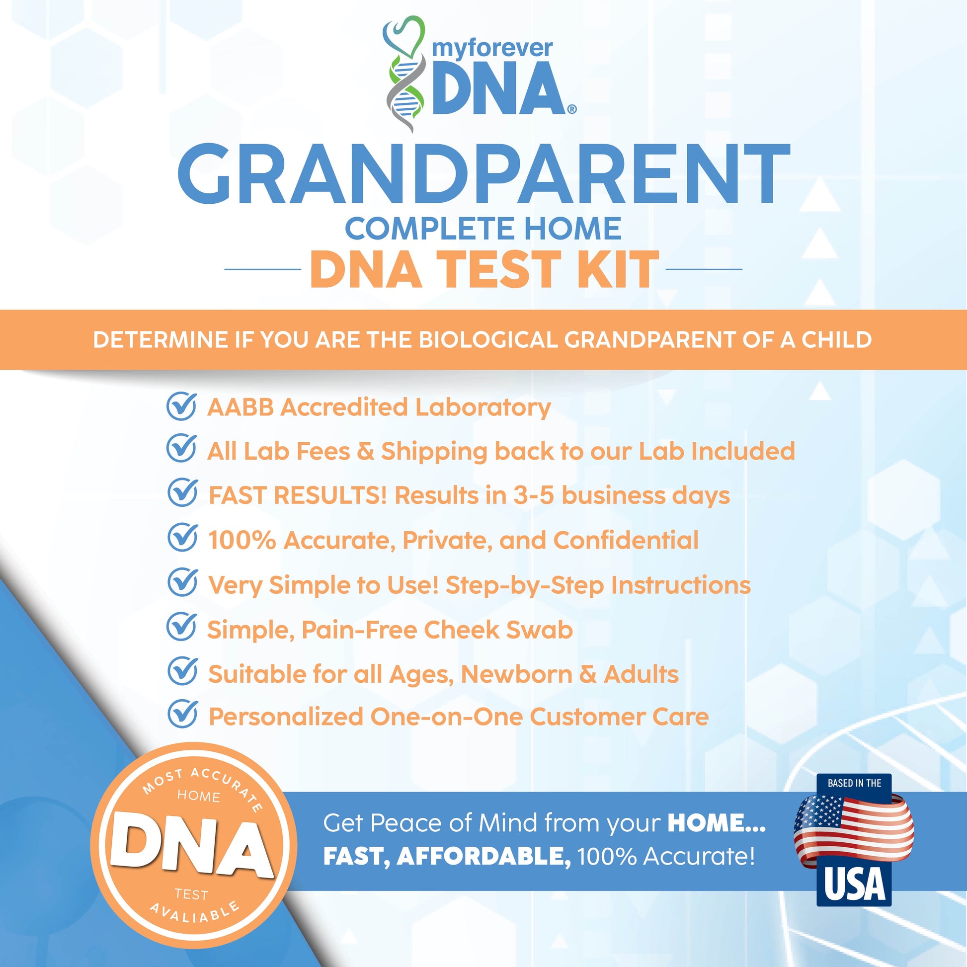 Grandparent Home DNA Test Kit, Lab Fees & Shipping Included -