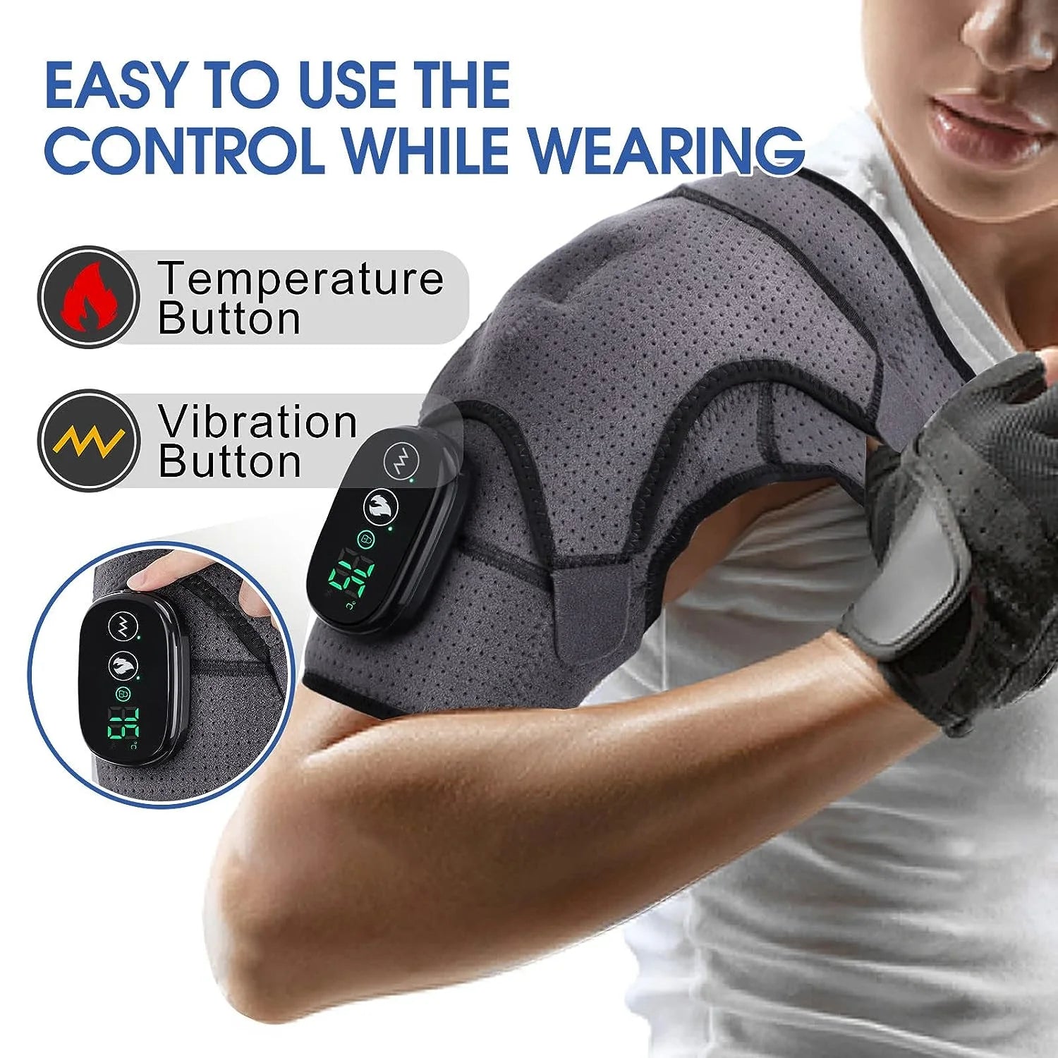 Ultimate Cordless Heated Shoulder Brace & Massager - 3 Heat Settings & Vibration for Rotator Cuff Relief - Perfect for Men & Women
