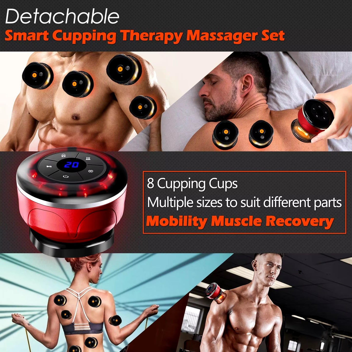 Revitalize Your Body: 8-Cup Electric Cupping Massager with Gua Sha & EMS for Anti-Cellulite and Fat Burning Therapy
