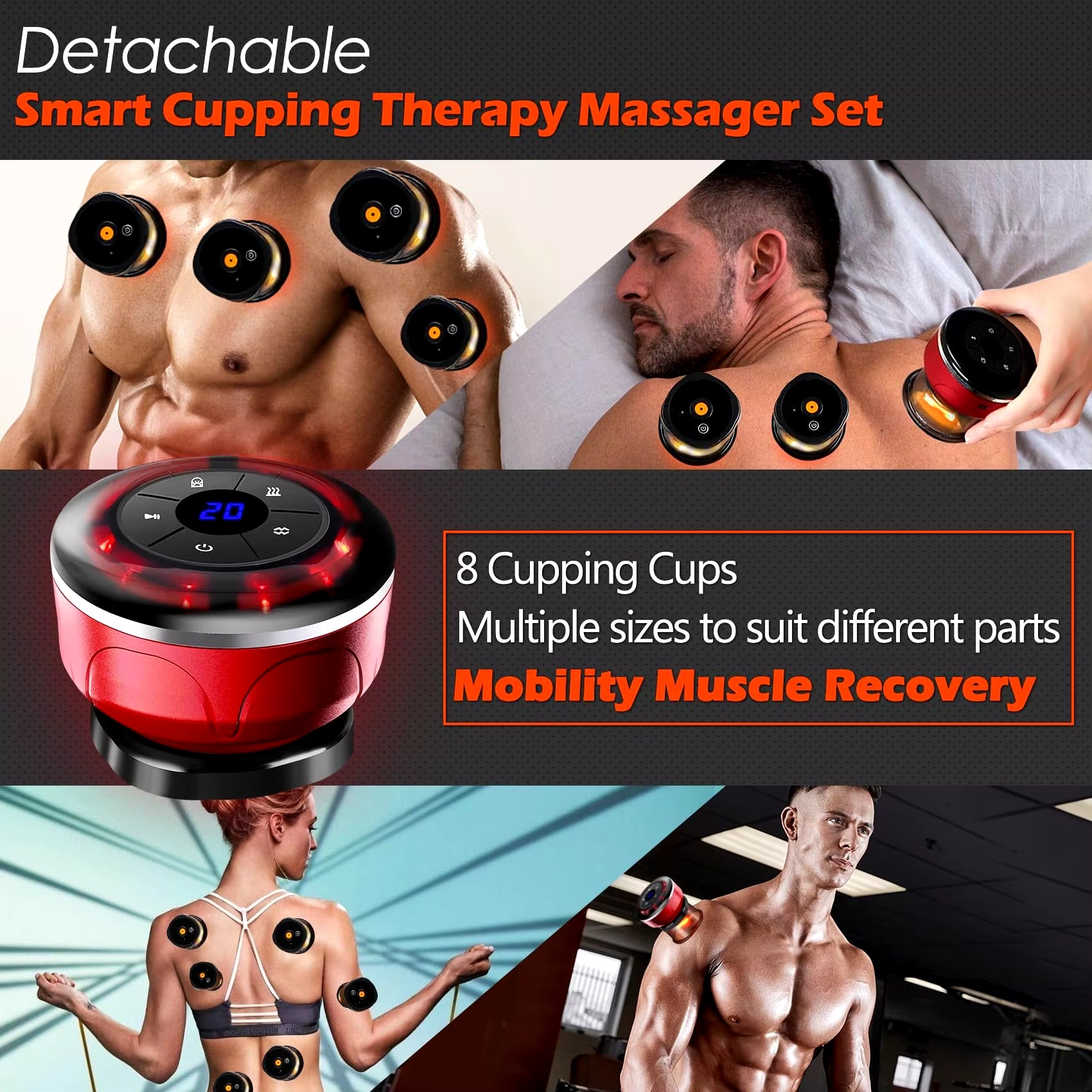 Revitalize Your Body: 8-Cup Electric Cupping Massager with Gua Sha & EMS for Anti-Cellulite and Fat Burning Therapy