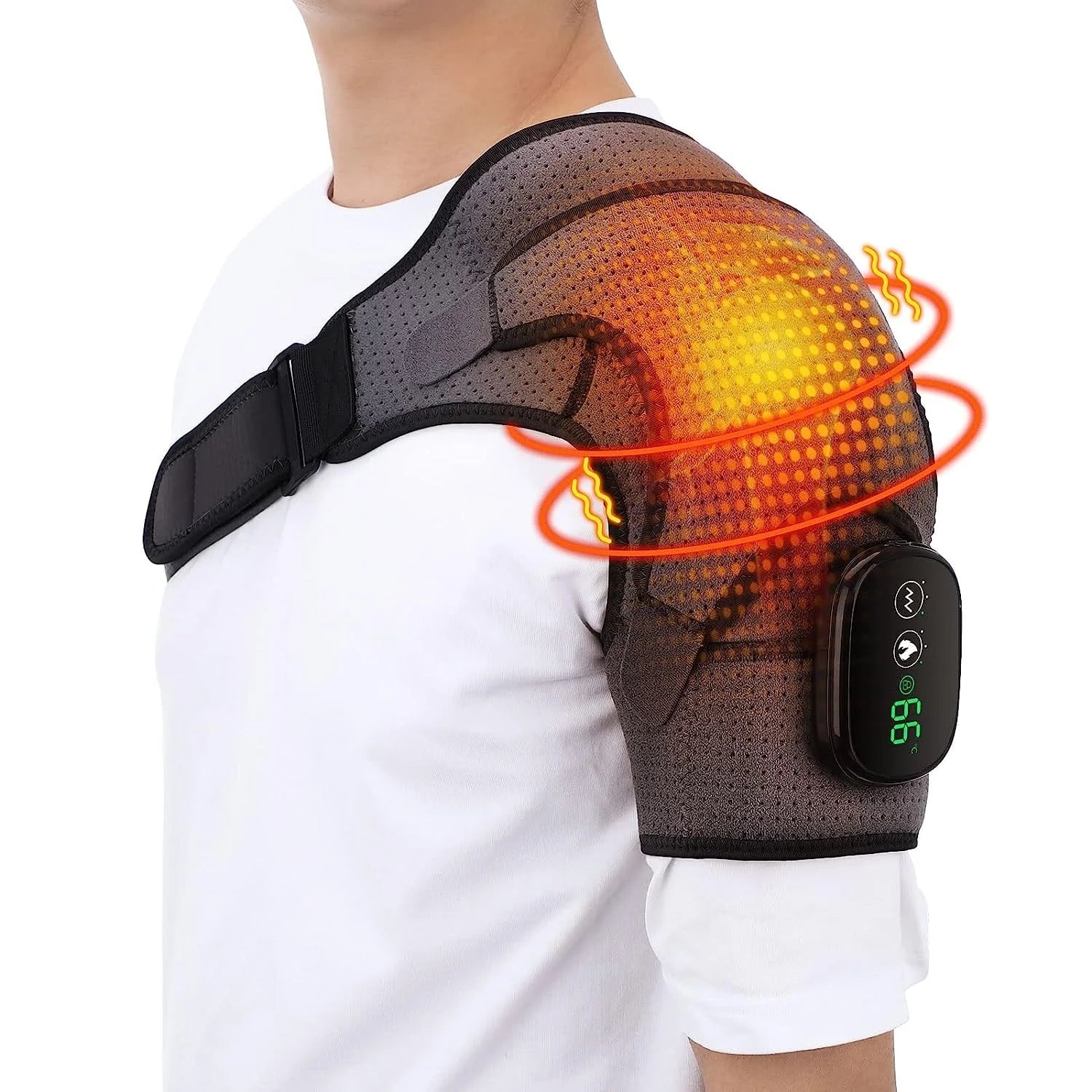 Ultimate Cordless Heated Shoulder Brace & Massager - 3 Heat Settings & Vibration for Rotator Cuff Relief - Perfect for Men & Women