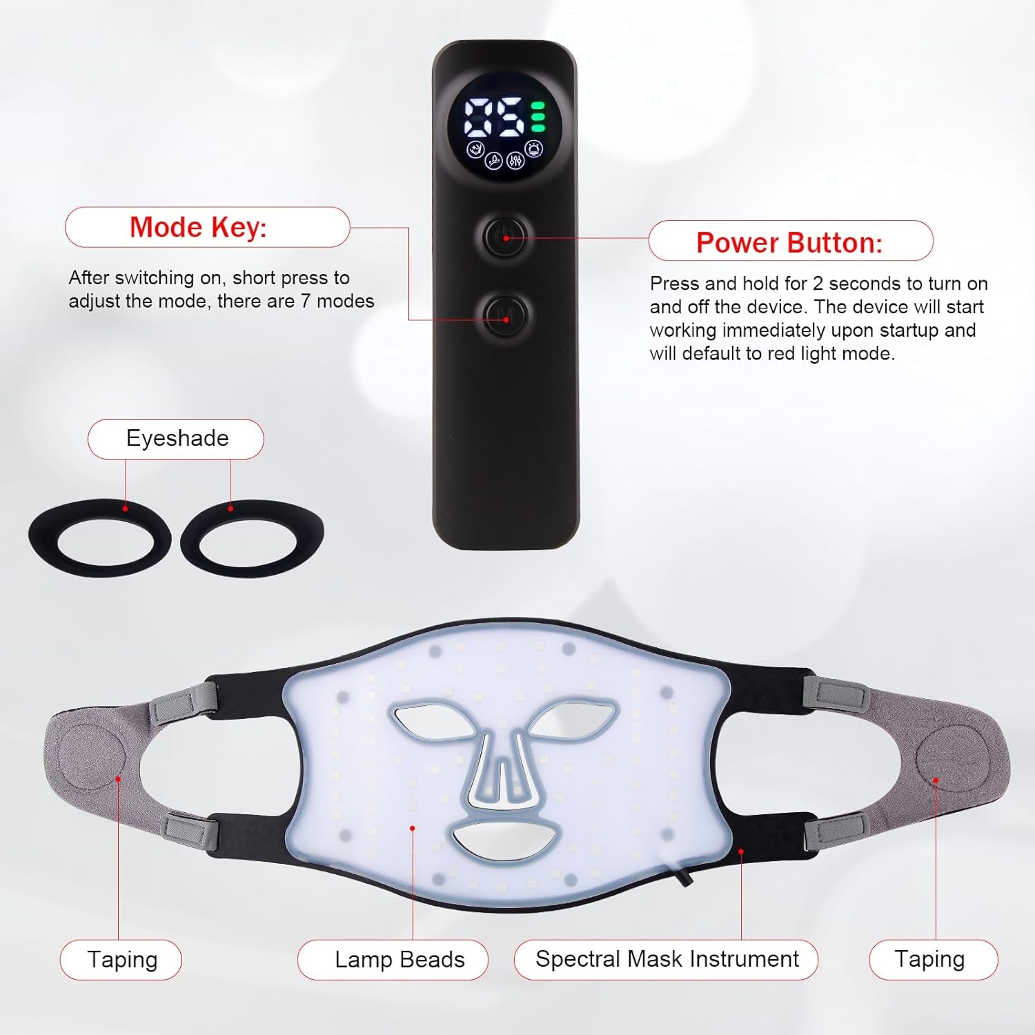 Red Light Therapy for Face, Red Light Therapy Mask, 7 Colors LED Facial Mask for Wrinkle Remove & anti Aging, Skin Care Home Use, Black (Upgraded Version)