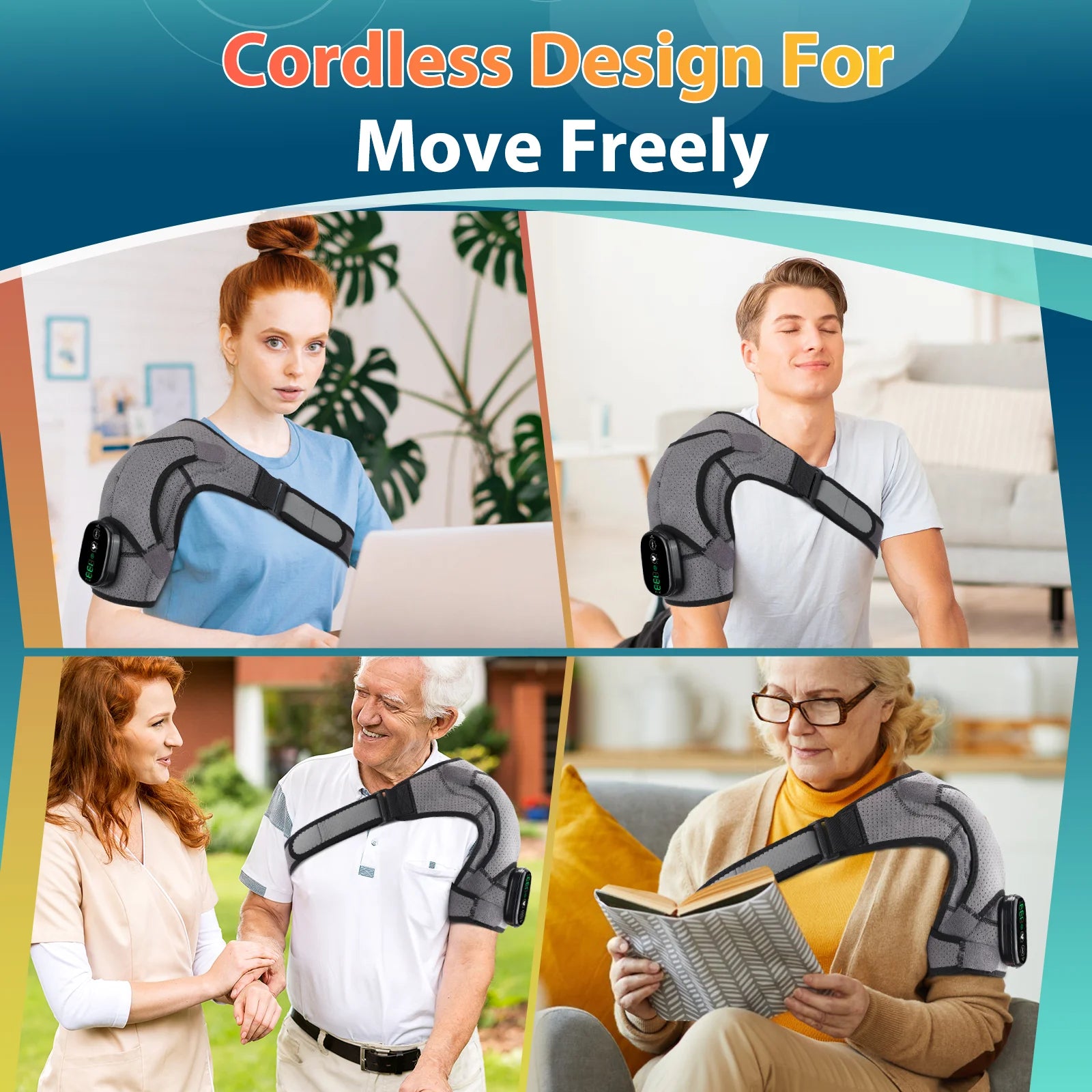 Ultimate Cordless Heated Shoulder Brace & Massager - 3 Heat Settings & Vibration for Rotator Cuff Relief - Perfect for Men & Women