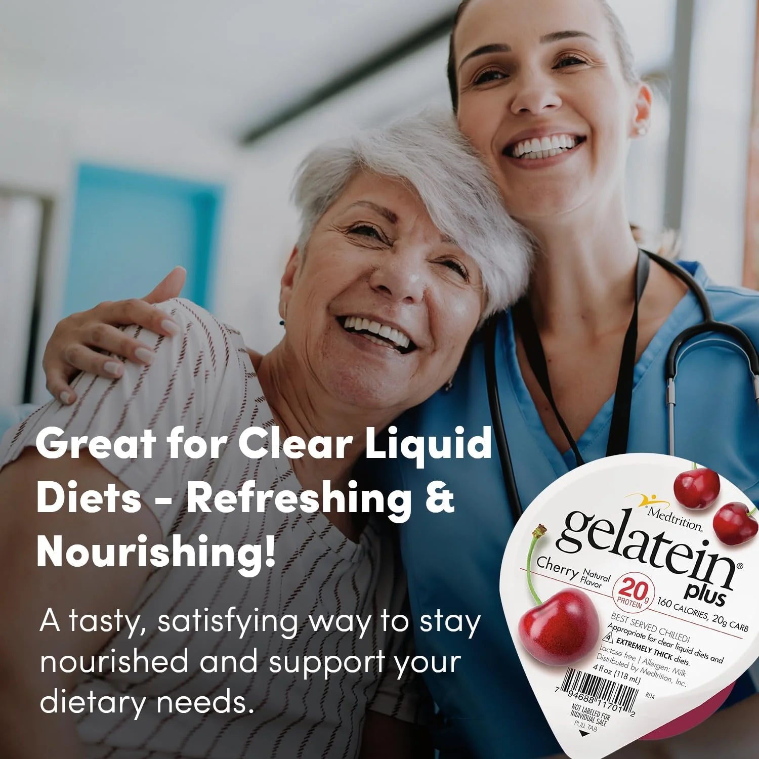 Gelatein plus Cherry: 20 Grams of Protein. Ideal for Clear Liquid Diets, Swallowing Difficulties, Dialysis and Oncology. Great Pre or Post-Workout Snack. (12 Pack)