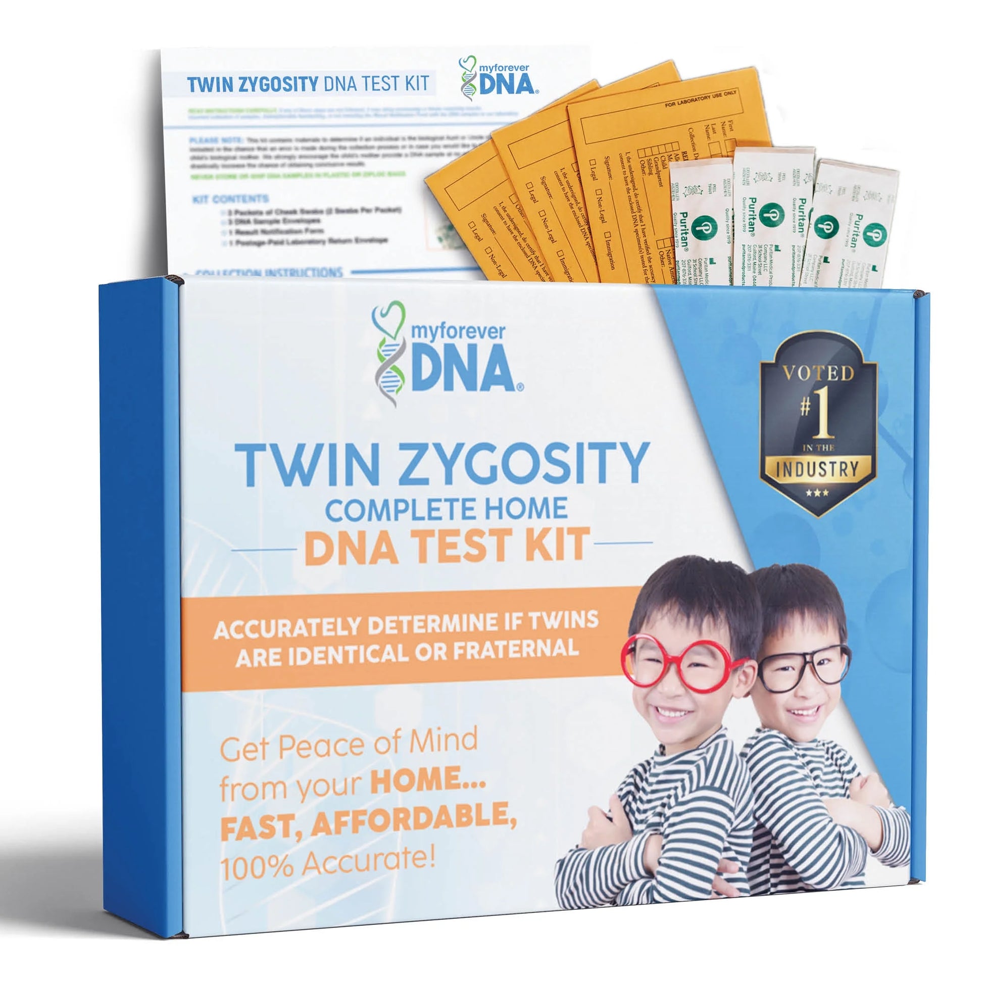 Twin Home DNA Test Kit, Lab Fees & Shipping Included -