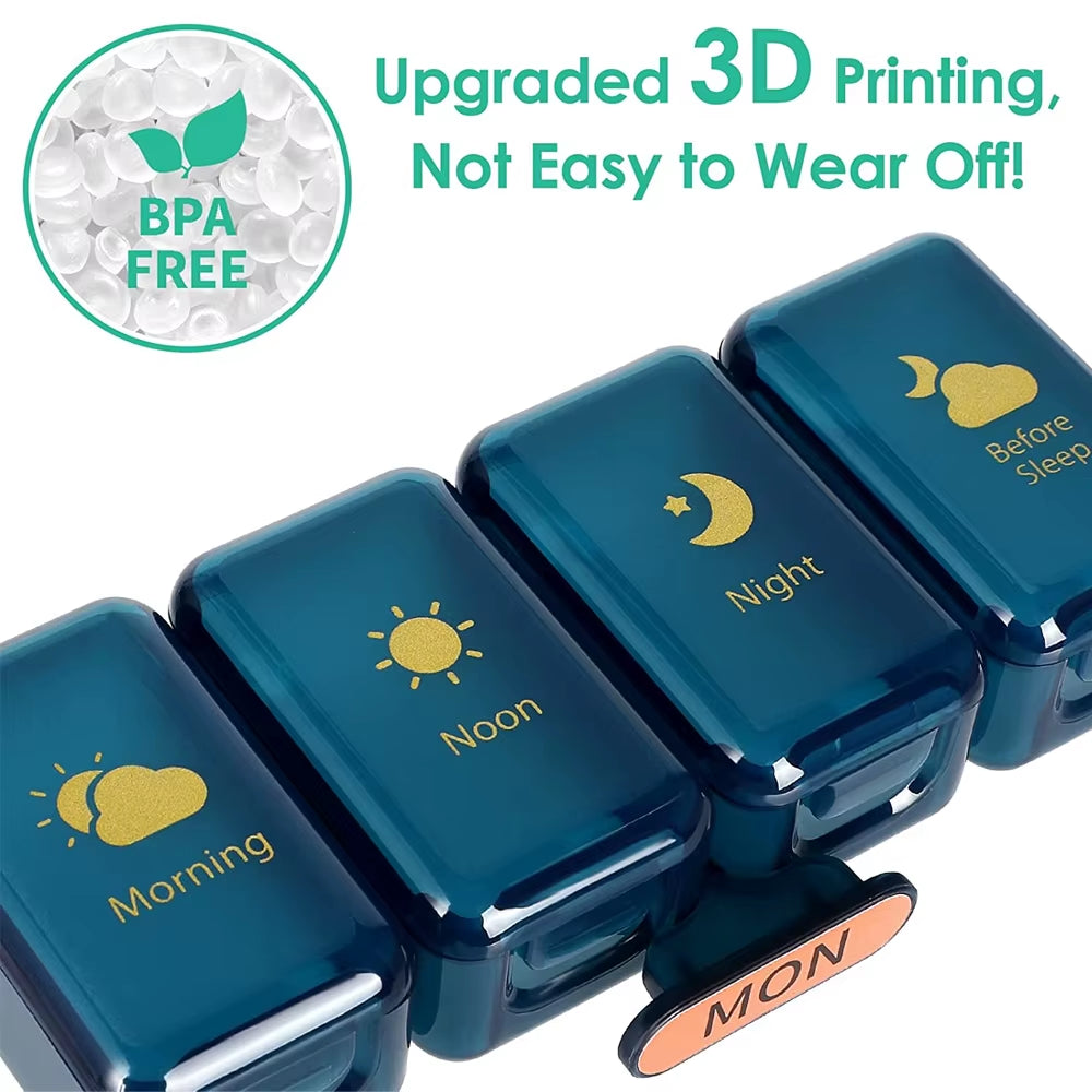 Weekly Pill Organizer 4 Times a Day Pill Organizer with Drawer Designed Large Pill Box Travel Pill Case 7 Day Medicine Case Box