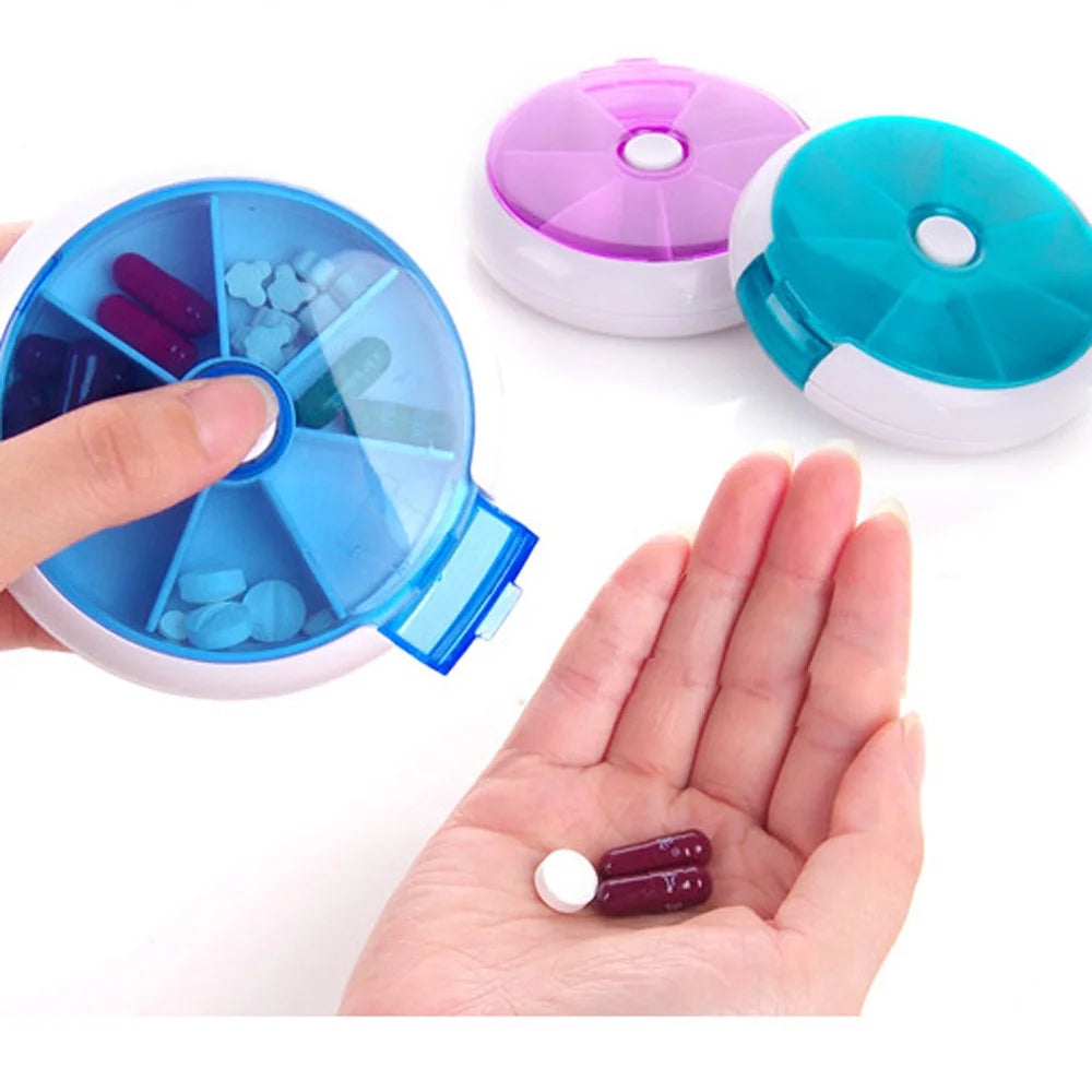 7-Day round Box Case Storage Dispenser Organizer Holder Small Pill Case Pill Box