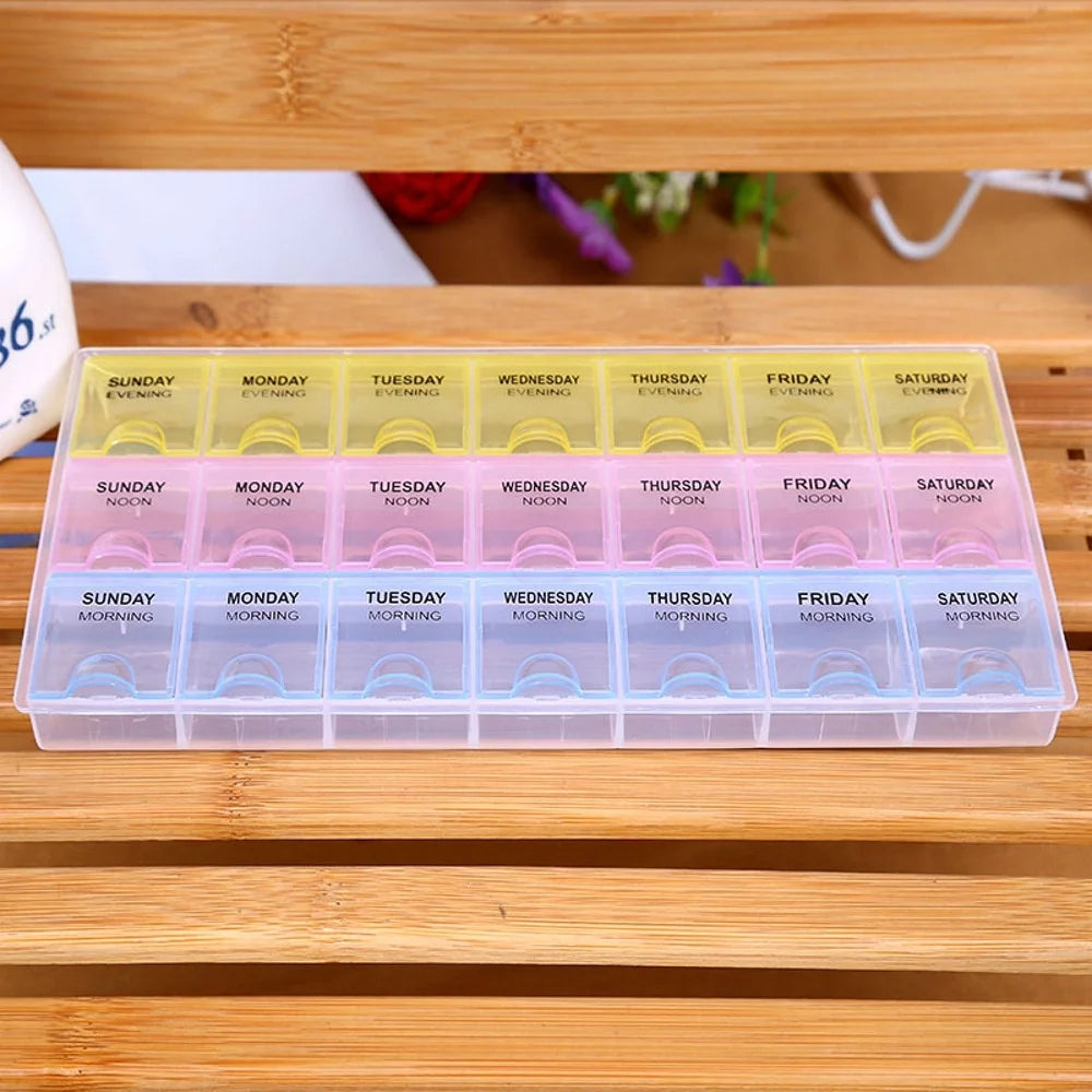 Weekly Pill Organizer 3 Times a Day 7 Day Pill Box Holder