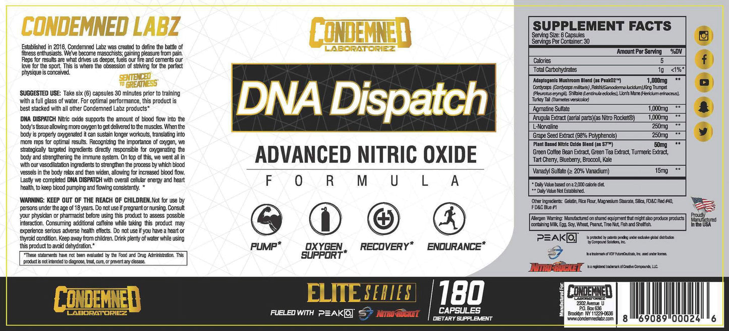 DNA Dispatch Nitric Oxide Stim Free Pre Workout (30 Servings)