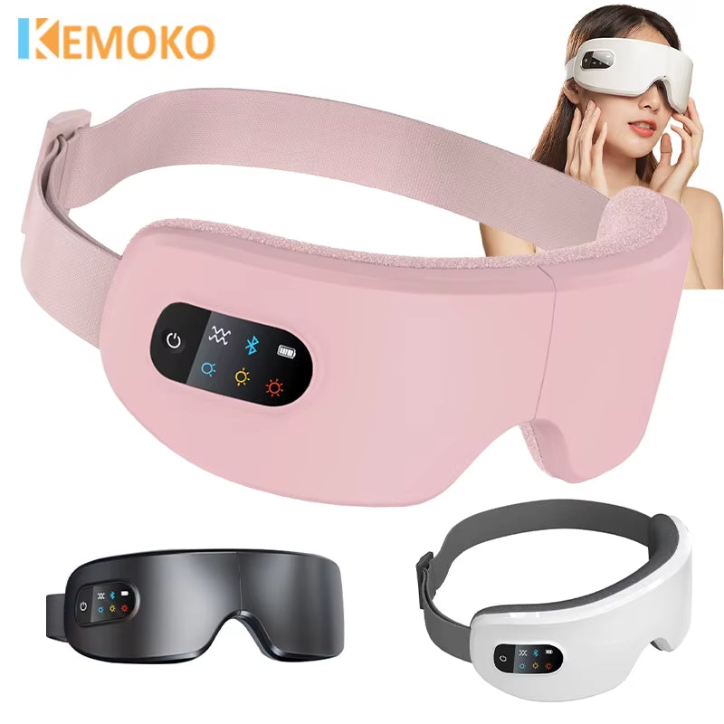 Rejuvenate Your Eyes: 4D Smart Airbag Eye Massager with Hot Compress & Bluetooth for Fatigue Relief and Anti-Wrinkle Care