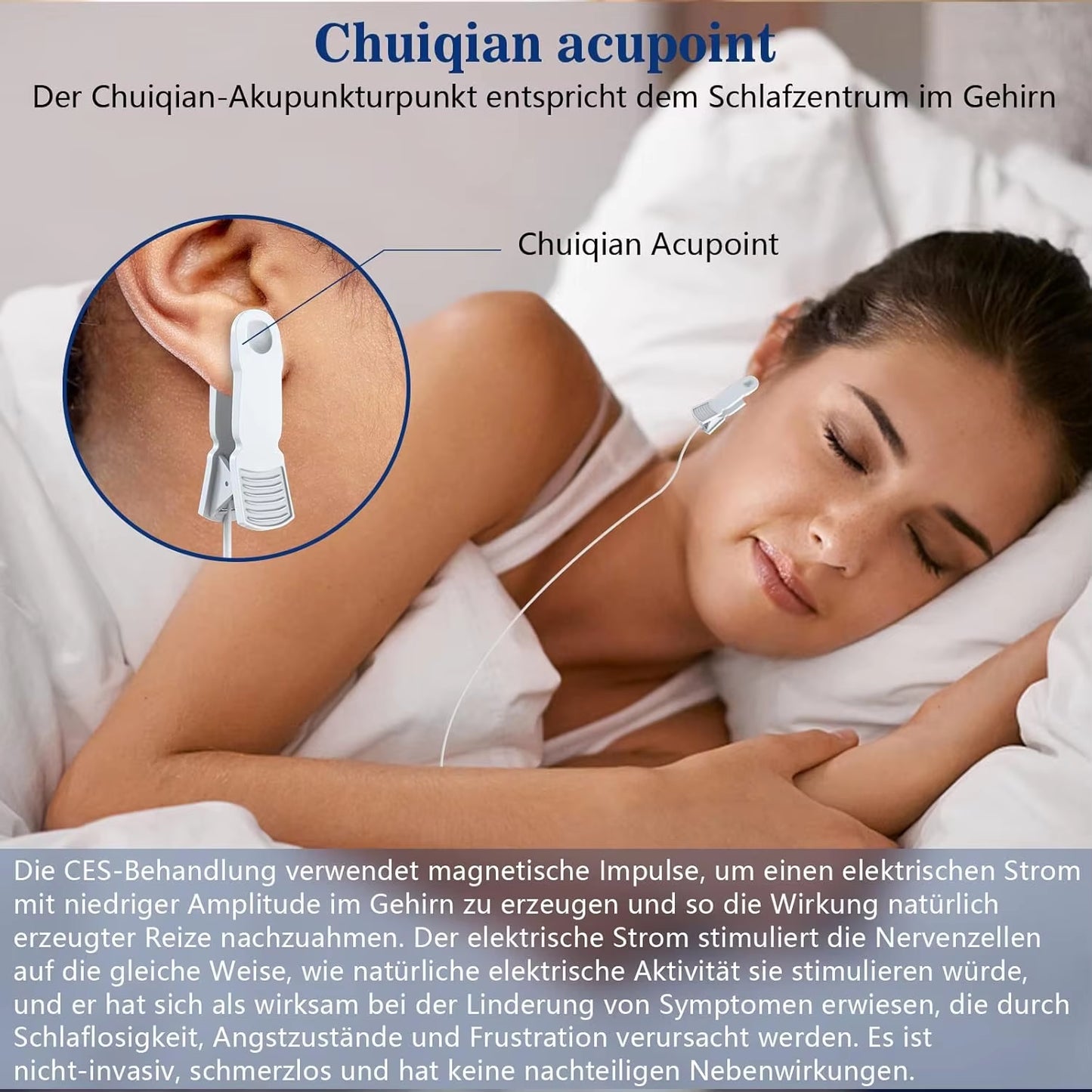 Rechargeable Sleep Aid Device - CES Therapy Ear Clip for Fast Sleep & Anxiety Relief