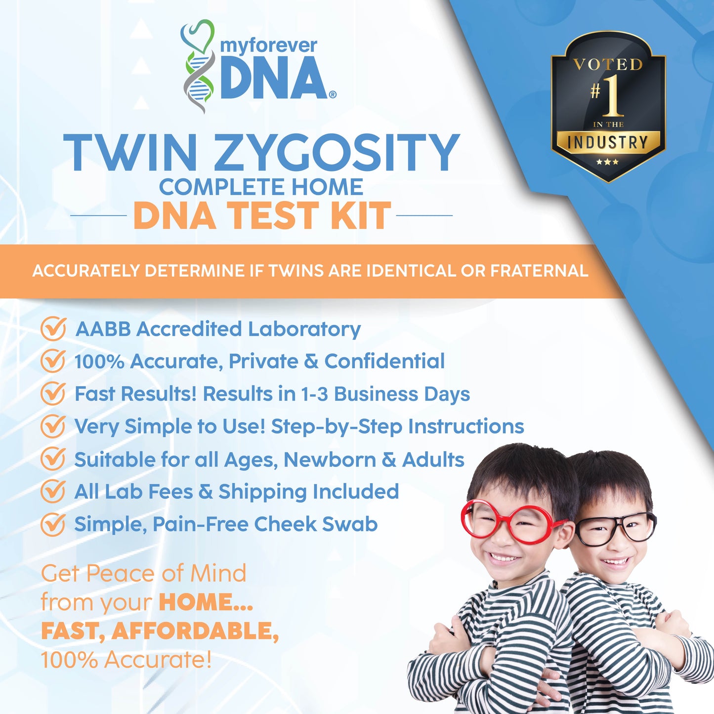 Twin Home DNA Test Kit, Lab Fees & Shipping Included -
