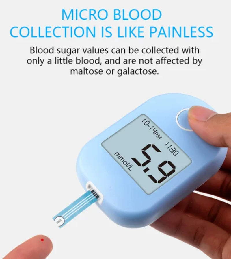 Blood Glucose Monitoring Kit, 50 Glucometer Strip, 50 Lancets, Diabetes Blood Sugar Test Kit, No Coding