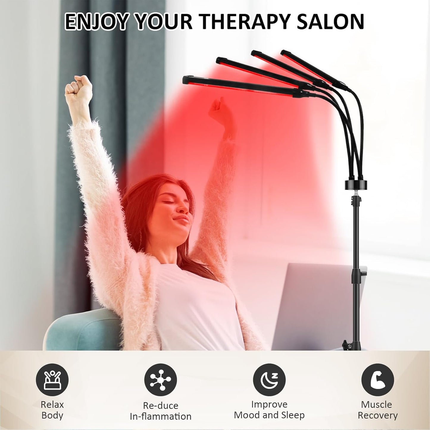 Red Light Therapy for Body, 940&850&660Nm 180Leds Infrared Light Therapy Device with Stand, Red Therapy Lamp for Leg, Back at Home