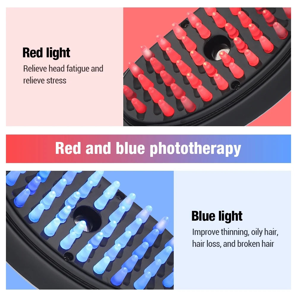 Revitalize Your Scalp with the Electric Spray Massage Comb - Anti-Hair Loss Microcurrent Massager with Red & Blue Light Therapy