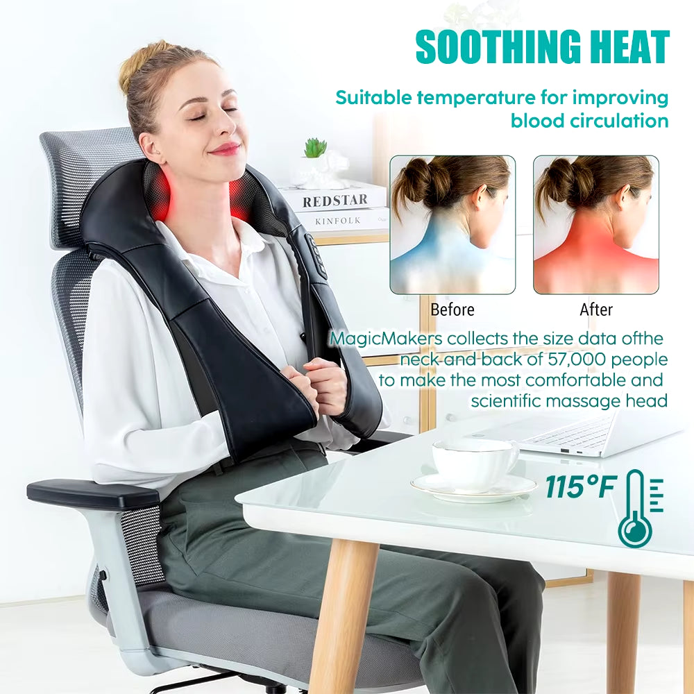 Ultimate Shiatsu Neck and Shoulder Massager with Heat - Deep Kneading Electric Massage Pillow for Total Body Relaxation