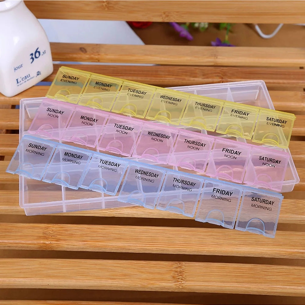 Weekly Pill Organizer 3 Times a Day 7 Day Pill Box Holder