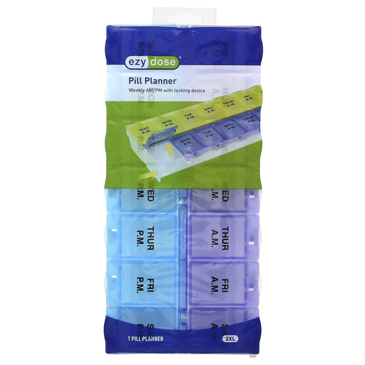 Weekly (AM/PM) Locking Pill Organizer, Large Compartments (2XL)