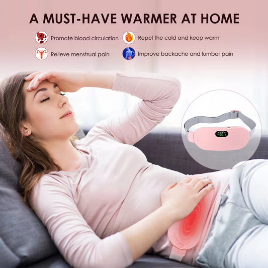 Smart Menstrual Heating Pad & Vibrating Abdominal Massager for Pain Relief and Comfort