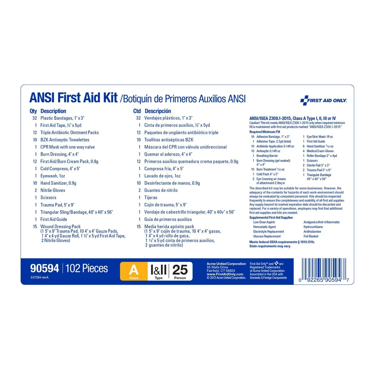 First Aid Kit W/House,100Pcs,7X5",Red 90594