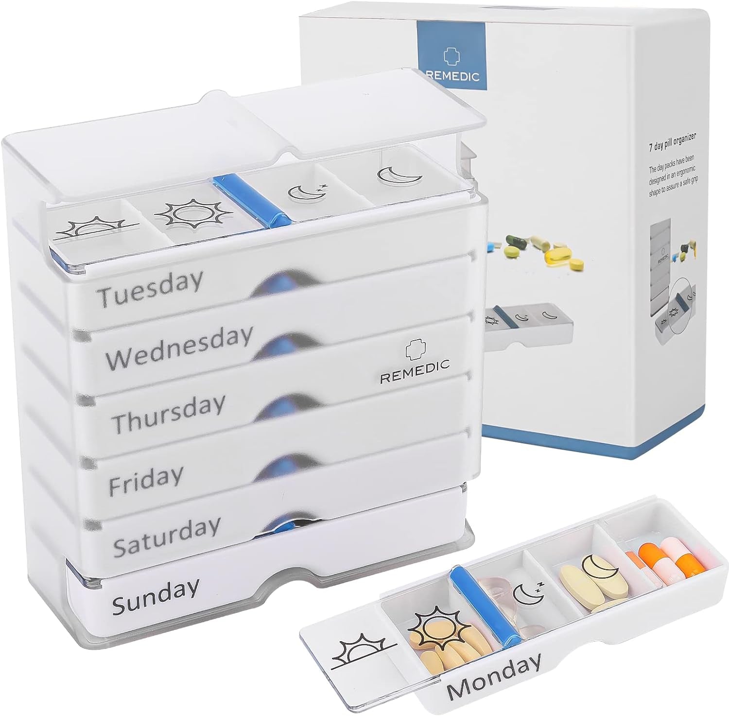 Weekly Pill Organizer 7 Day AM/PM – 4 Compartments per Day