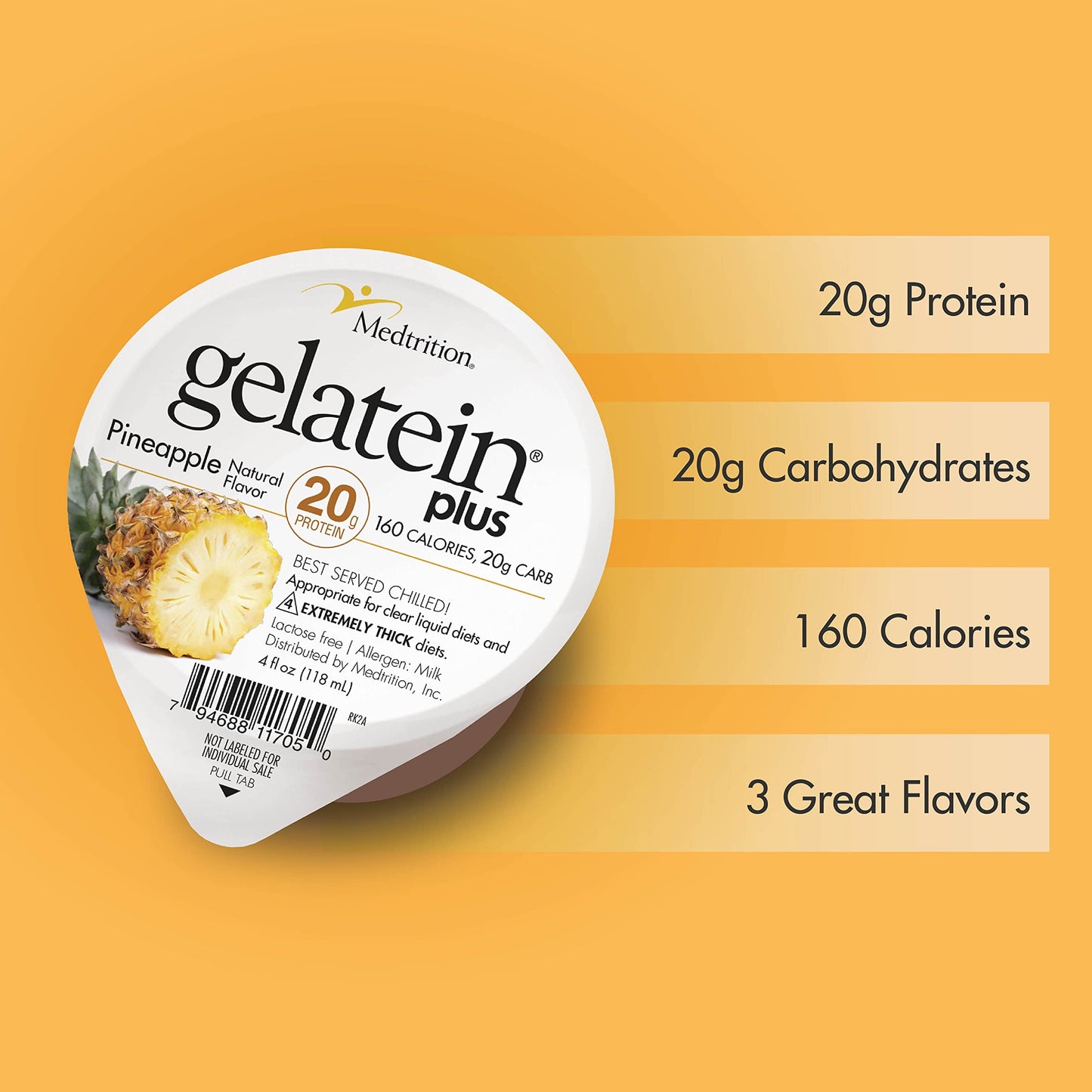 Prosource Gelatein plus Pineapple: 20 Grams of Proteins. Ideal for Clear Liquid Diets, Swallowing Difficulties, Dialysis and Oncology.