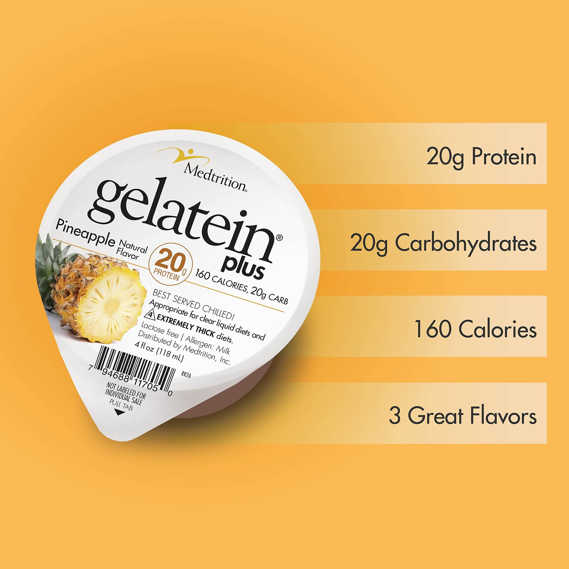 Prosource Gelatein plus Pineapple: 20 Grams of Proteins. Ideal for Clear Liquid Diets, Swallowing Difficulties, Dialysis and Oncology.