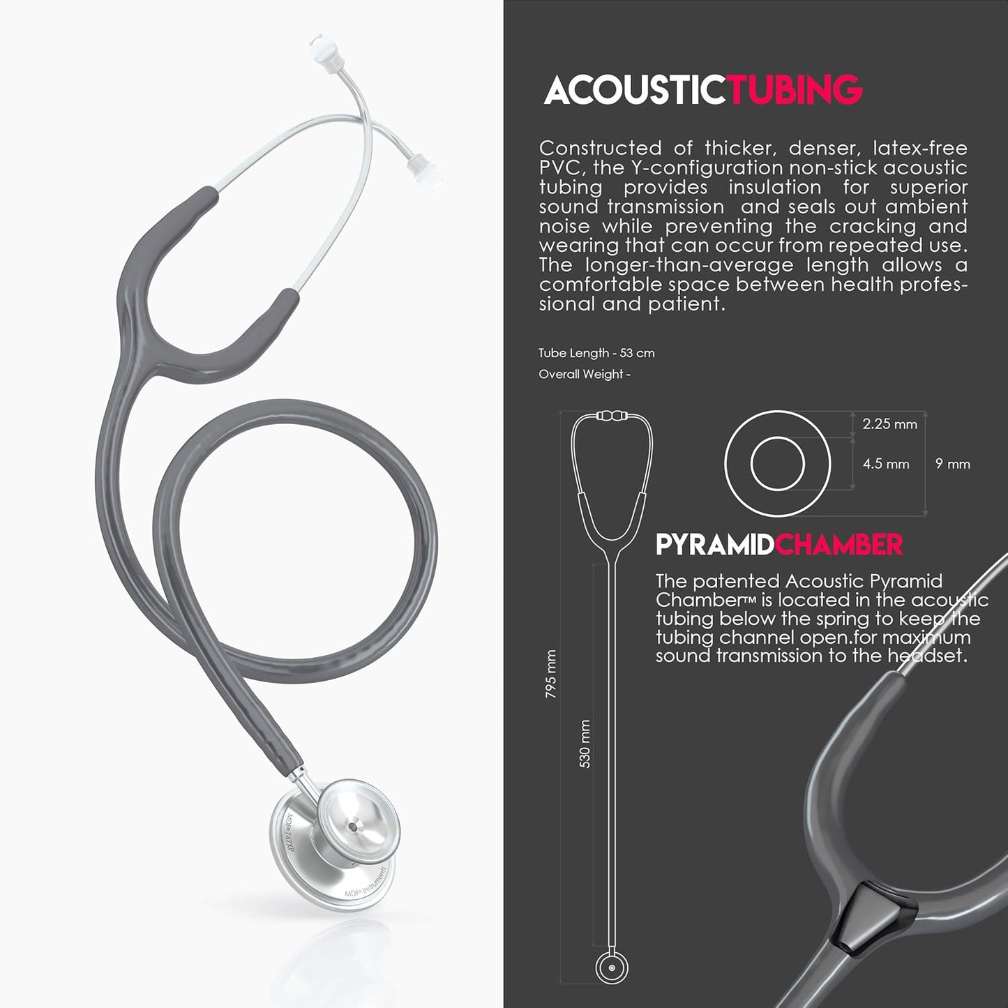 Acoustica Lightweight Stethoscope for Doctors, Nurses, Students, Home Health Use