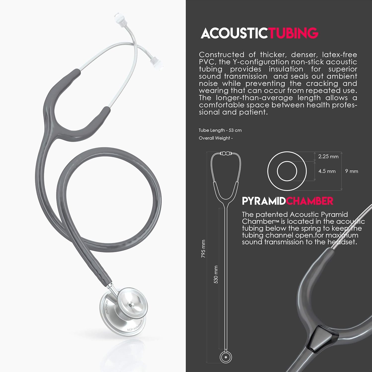 Acoustica Lightweight Stethoscope for Doctors, Nurses, Students, Home Health Use