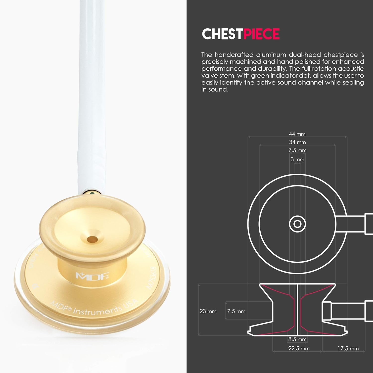 Acoustica Lightweight Stethoscope for Doctors, Nurses, Students, Home Health Use