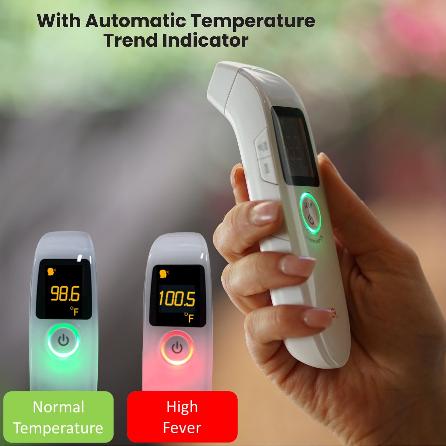 Professional Non-Contact Forehead Thermometer with Distance Sensor, Medication Reminders, and Memory Recall Features
