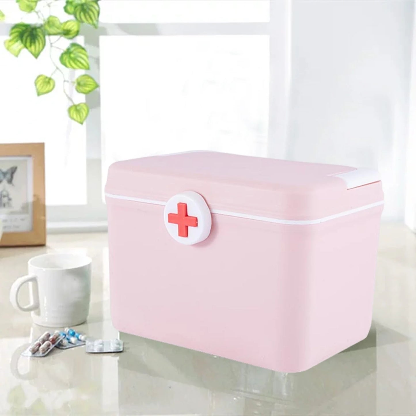 Medicine Pill Organizer, All-Purpose Portable Compact First Aid Kit for Minor Cuts, Scrapes, Sprains & Burns