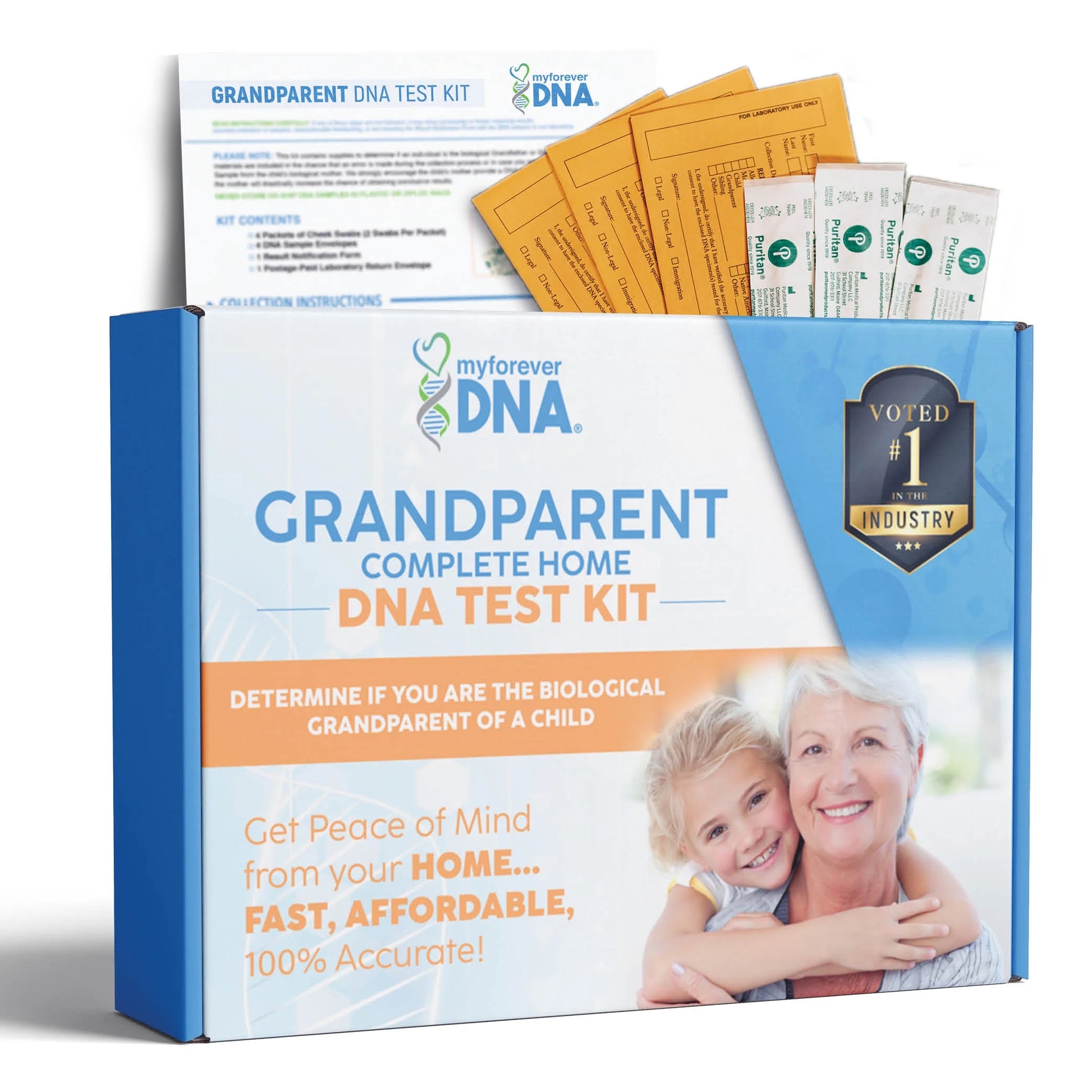 Grandparent Home DNA Test Kit, Lab Fees & Shipping Included -