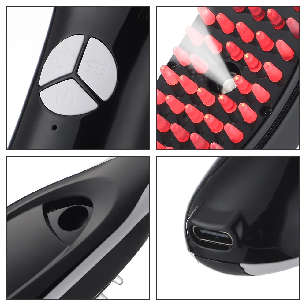 Revitalize Your Scalp with the Electric Spray Massage Comb - Anti-Hair Loss Microcurrent Massager with Red & Blue Light Therapy